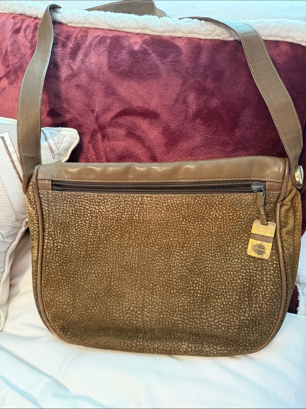 Vintage Borbonese Redwall Italian leather crossbody in brown OP pattern